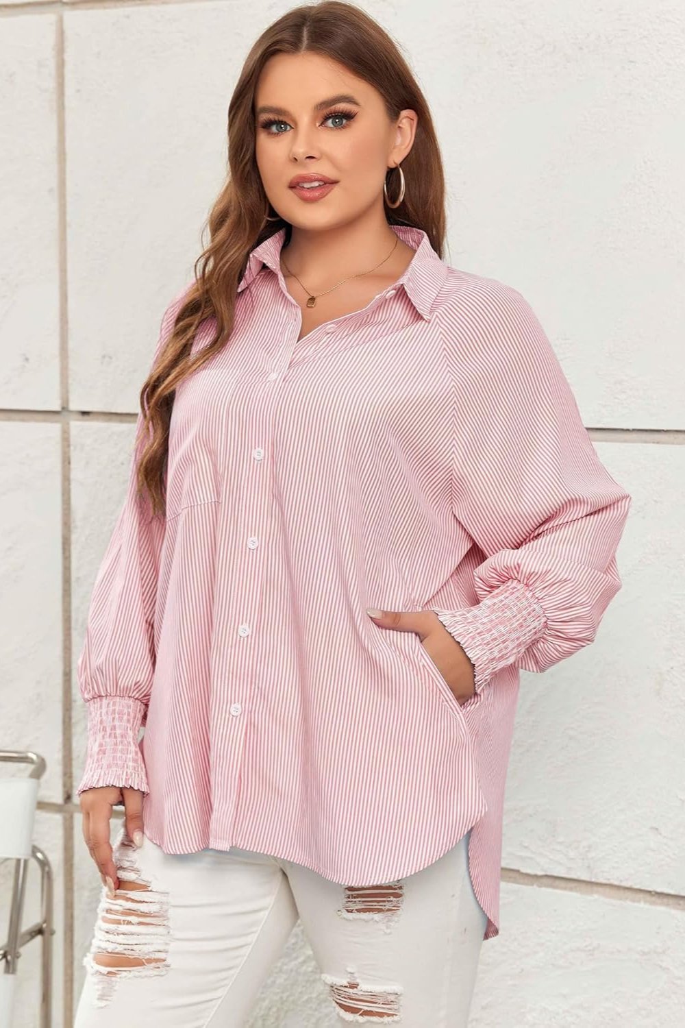Agueda® | Elegancka koszula oversize z kieszeniami