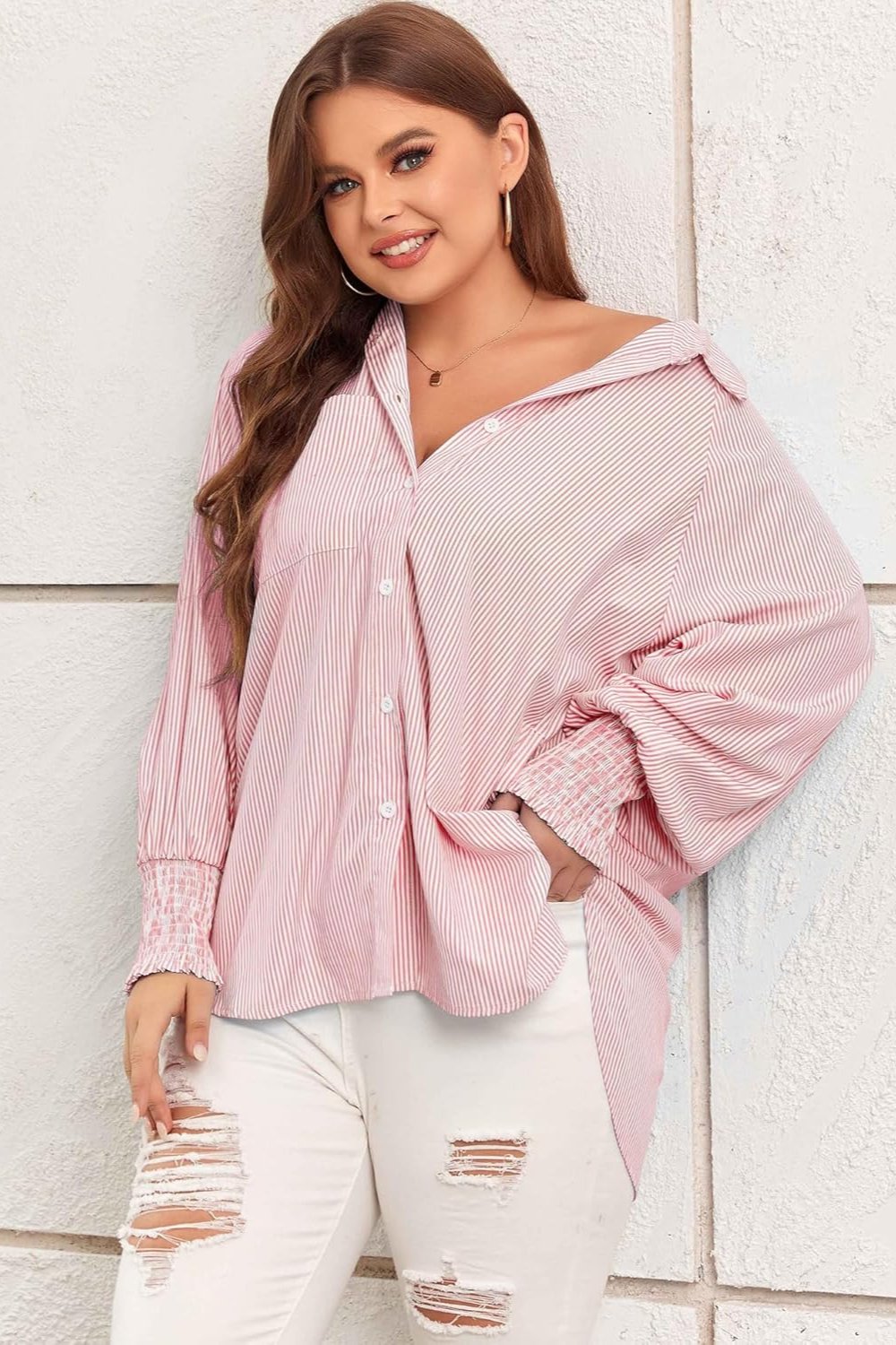 Agueda® | Elegancka koszula oversize z kieszeniami