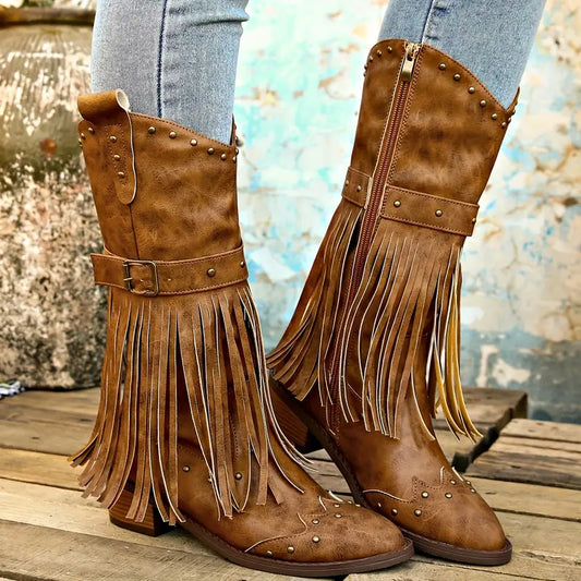 Alejandra® | Solidne kowbojskie buty na grubym obcasie