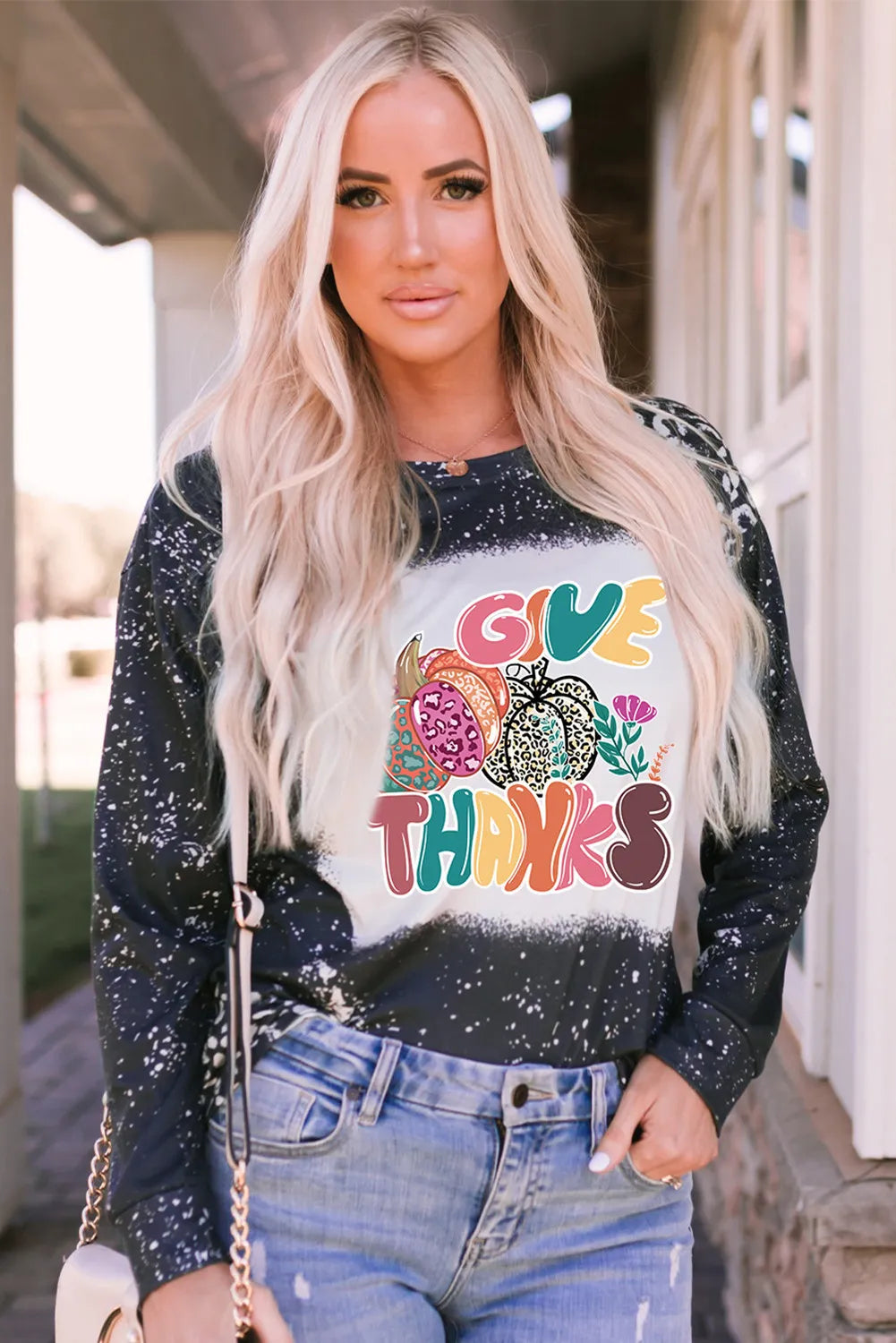 Aitana® | T-shirt z długim rękawem i okrągłym dekoltem oraz grafiką dyni