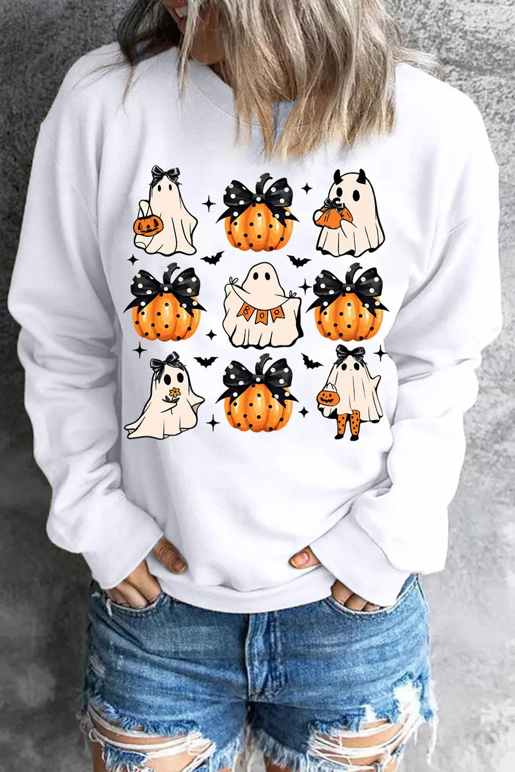 Milena® | Bluza z długim rękawem i okrągłym dekoltem Pumpkin & Ghost