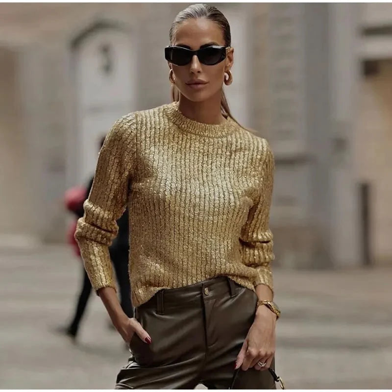 Maryah| Sweter damski z dekoltem o-neck