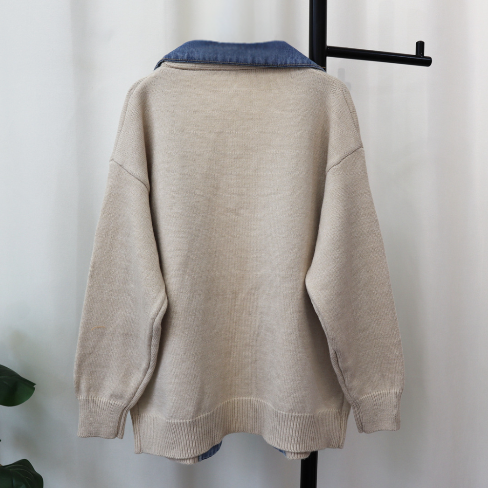 Alicja® | Elegancki kardigan dla kobiet z modnymi detalami dżinsowymi