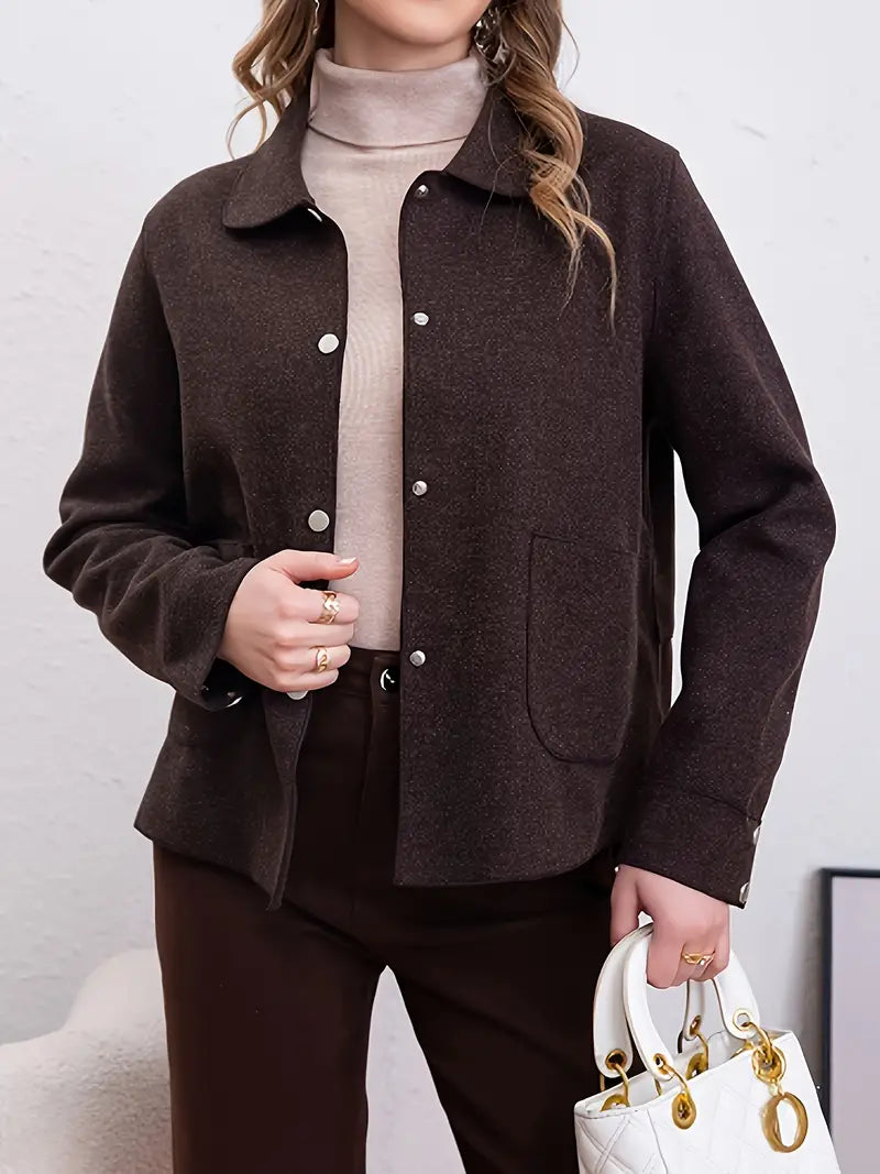 Mireia® | Elegancki płaszcz z domieszką wełny w jednolitym kolorze dla kobiet