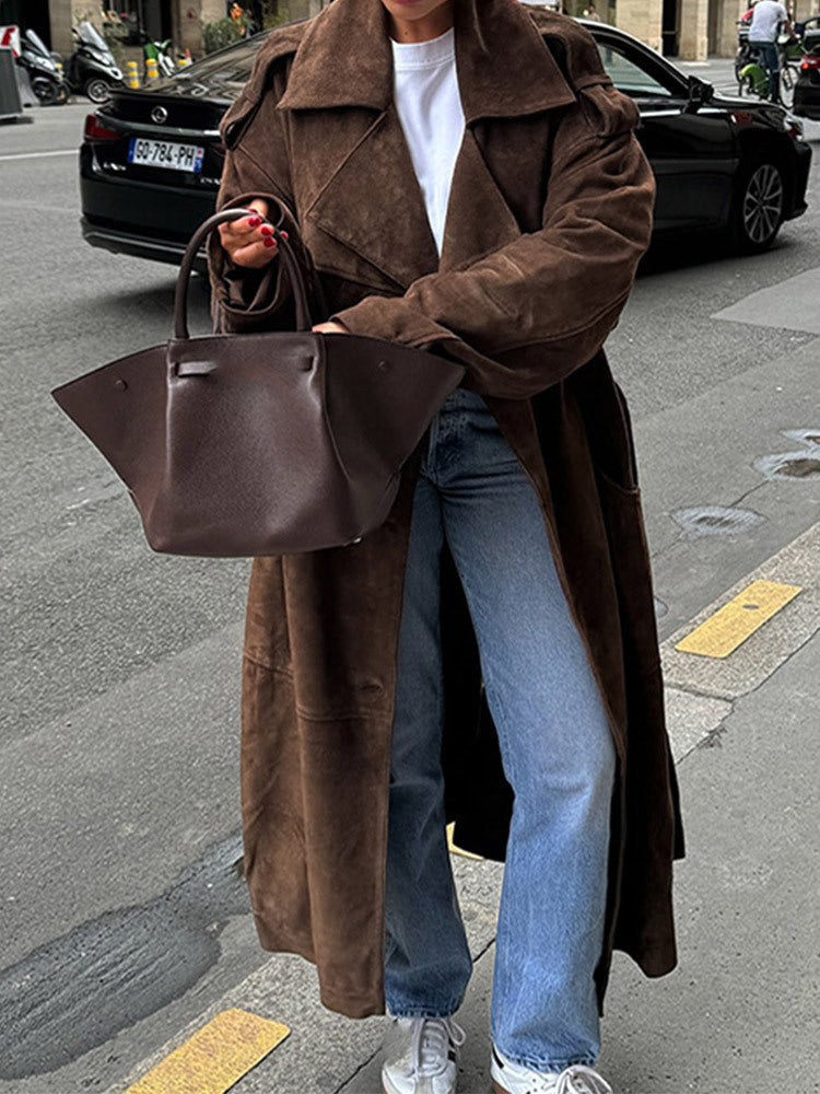 Alicja® | Długi zamszowy płaszcz