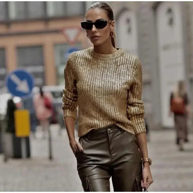 Maryah| Sweter damski z dekoltem o-neck