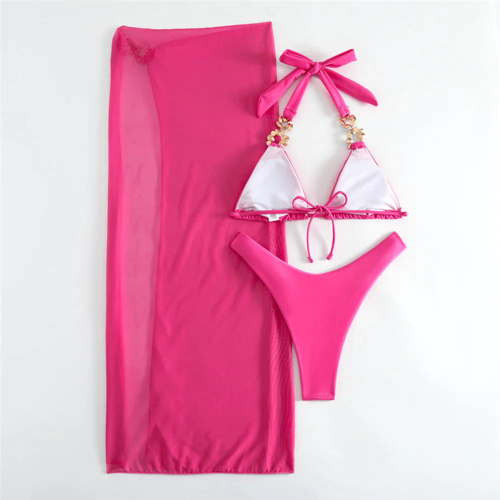 Marylin | Diamond Jewels with Skirt Halter Bikini