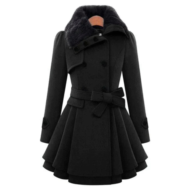 Alana® | Elegancki trencz z wegańskim futerkiem