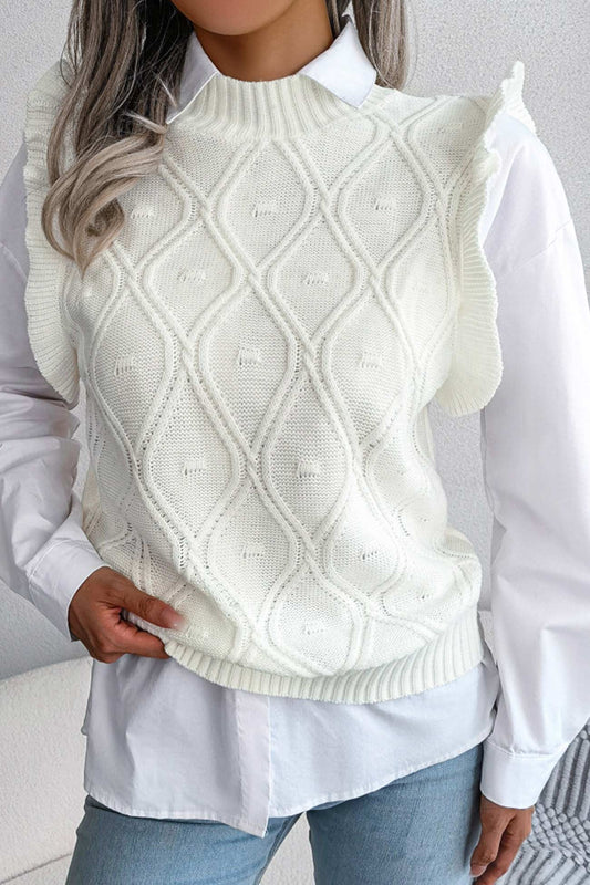 Aitana® | Sweter z kamizelką z dzianiny w stylu argyle z falbaną