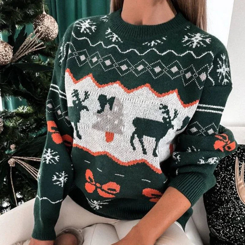Adelina® | Stylowy, świąteczny sweter damski w stylu streetwear