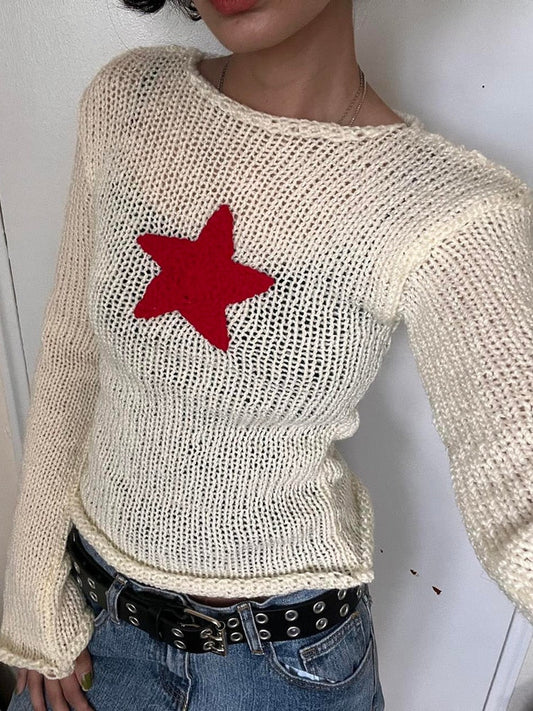 Micaela® | Damski sweter w stylu grunge z wąskim dekoltem w stylu Y2K