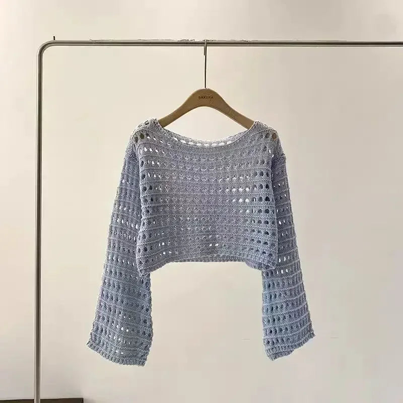 Adele® | Damski top na szydełku z długim rękawem Rosamund