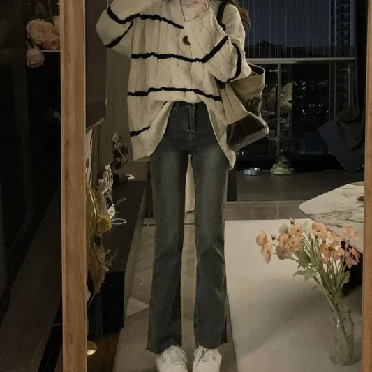 Adelheid® | Sweter damski w miękkie paski i luźny fason