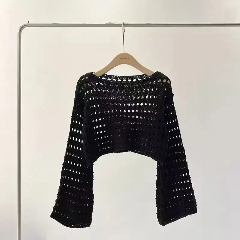 Adele® | Damski top na szydełku z długim rękawem Rosamund