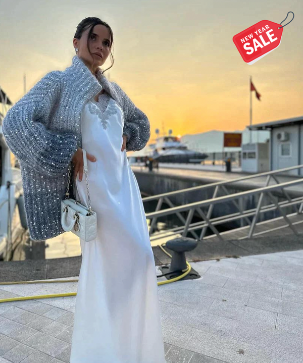 Mireya® | Elegancki, połyskujący kardigan z jedwabiu