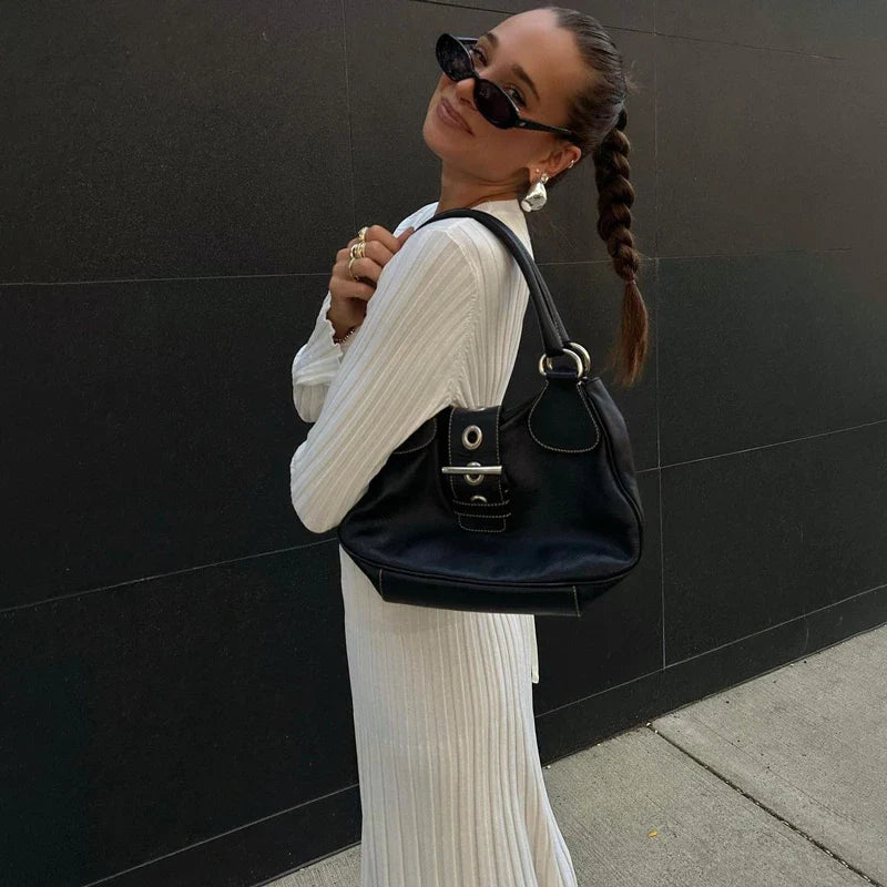 Mireya® | Dzianinowa sukienka maxi ze sznurowaniem