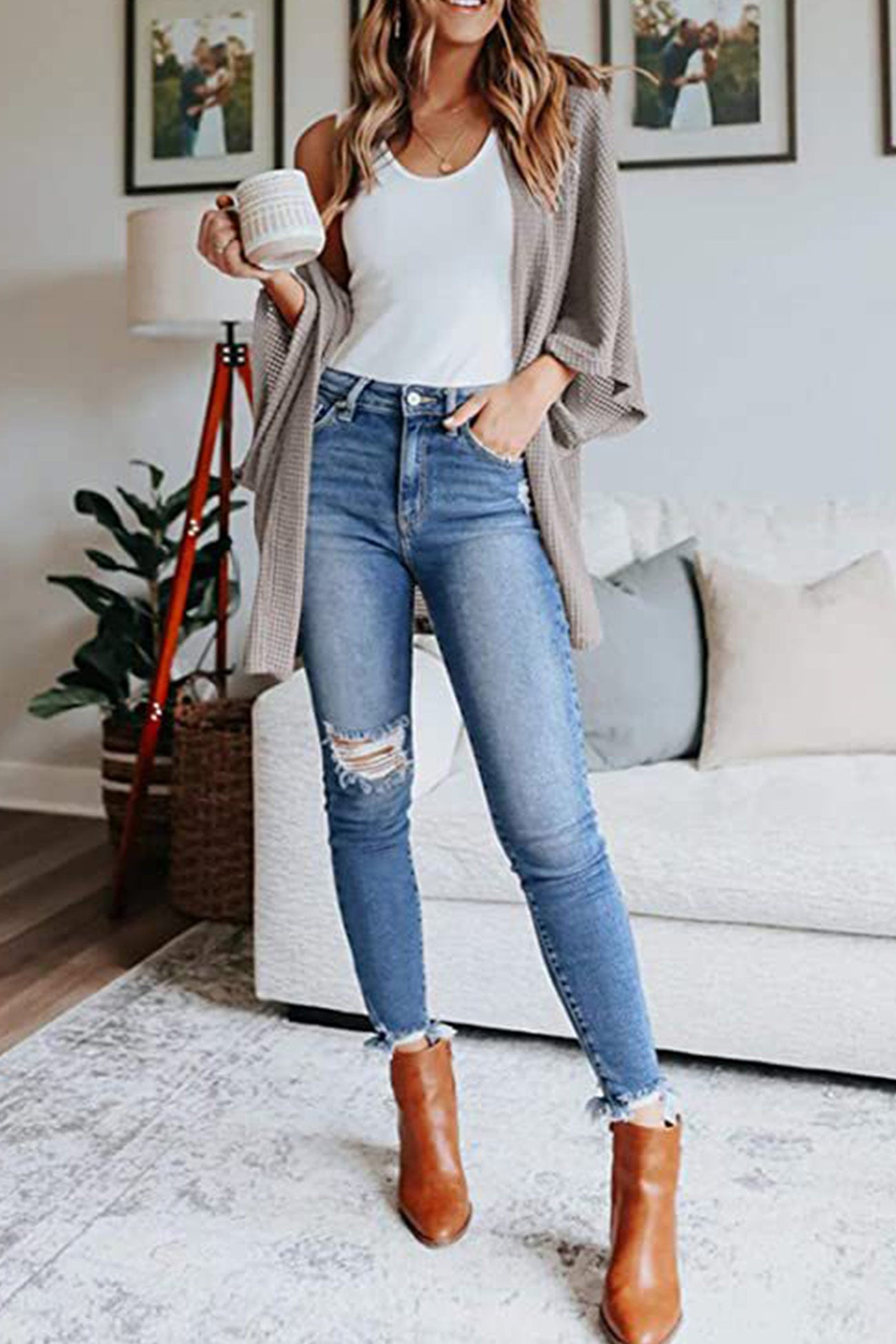 Adelina® | Kardigan z półrękawem w jednolitym kolorze