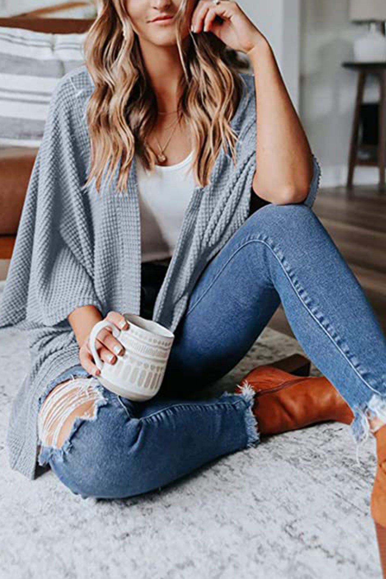 Adelina® | Kardigan z półrękawem w jednolitym kolorze