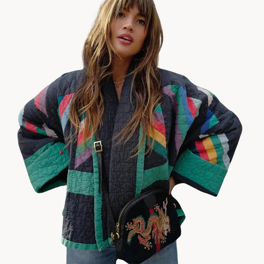 Mira® | Damska kurtka plus size w odważnym, patchworkowym stylu