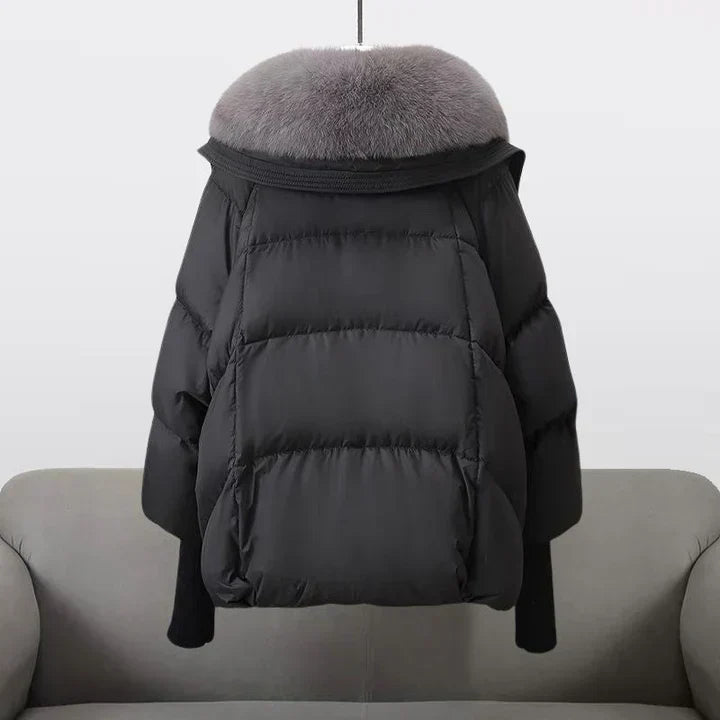 Adelaida® | Elegancki damski płaszcz puchowy z futrzanym kołnierzem