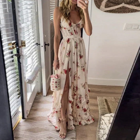 Alessandra® | Długa sukienka w kwiaty „Kyla” z rozcięciem