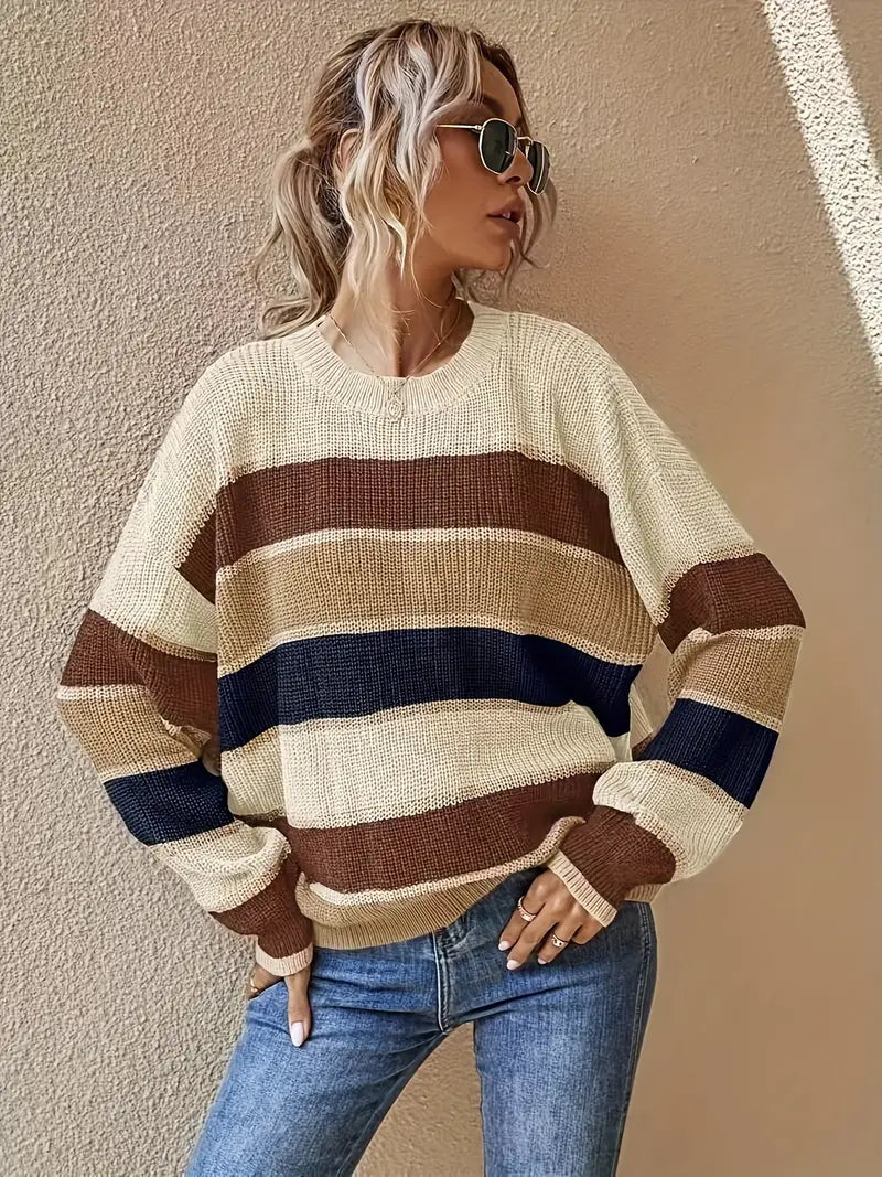 Abigail® | Damski sweter z dzianiny w paski