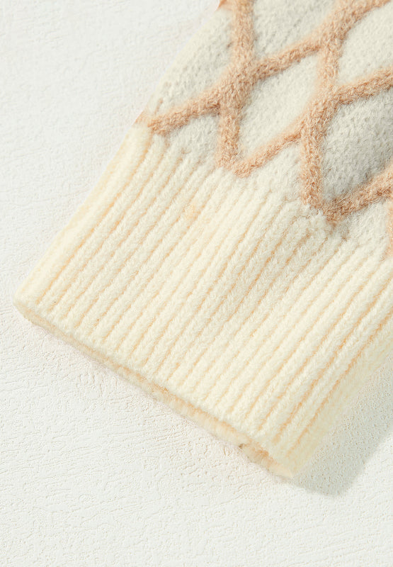 Miriam® | Sweter z długim rękawem, stójką i wzorem w romby