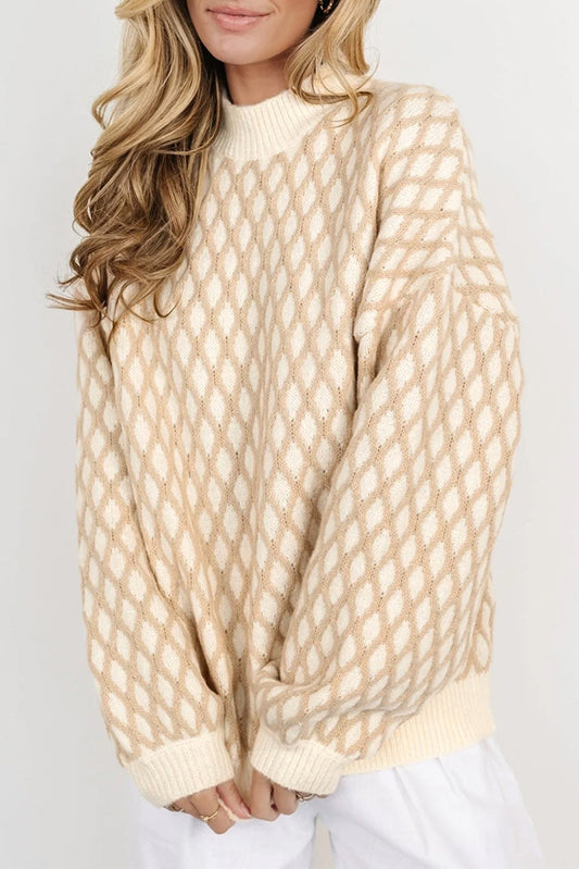 Miriam® | Sweter z długim rękawem, stójką i wzorem w romby