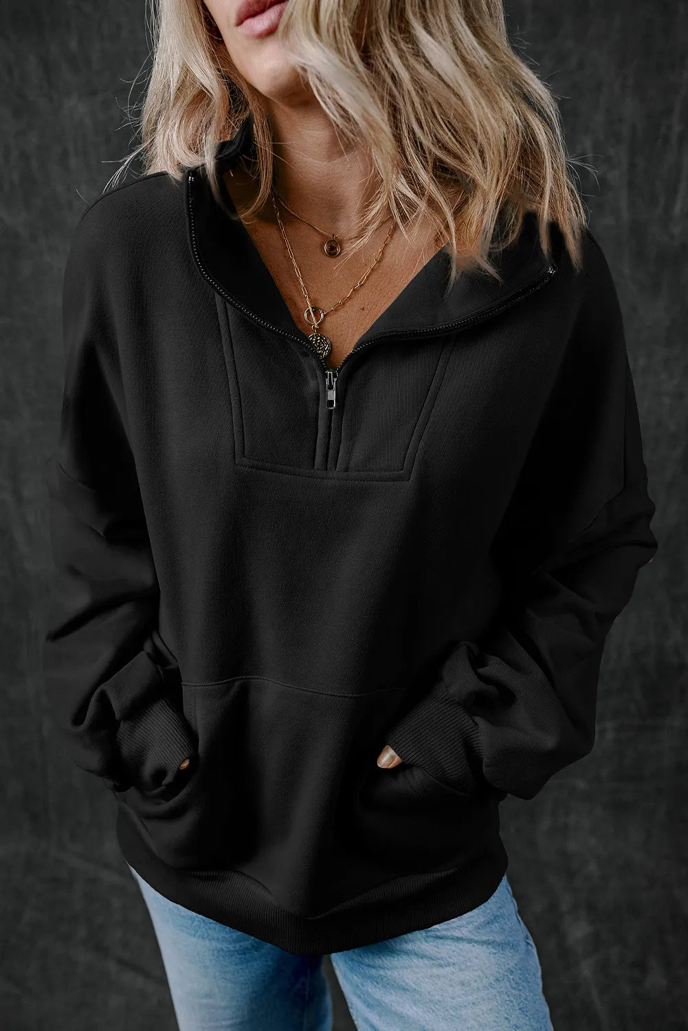 Adriana® | Bluza z długim rękawem i zamkiem do połowy