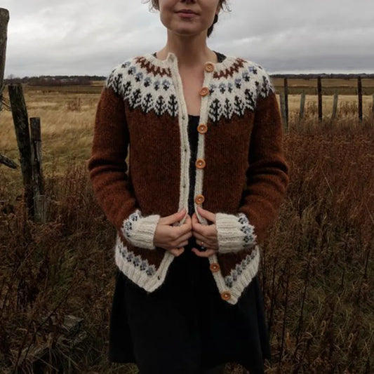 Ainara® | Ciepły islandzki sweter w stylu vintage zapinany na guziki