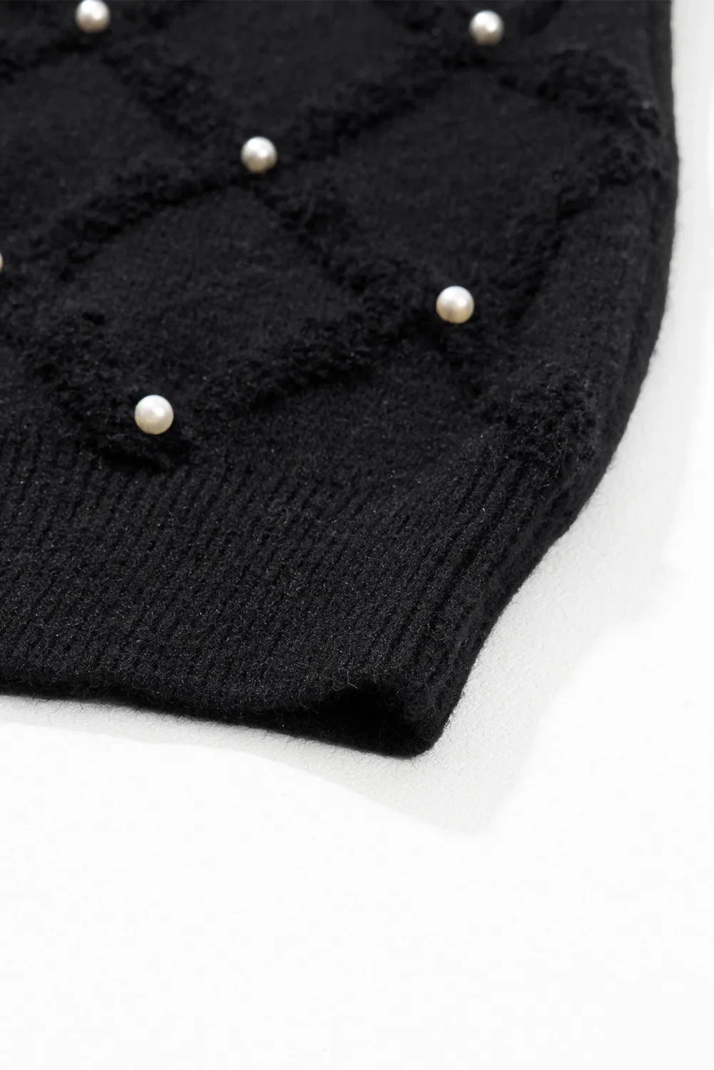 Adina® | Sweter z długim rękawem i okrągłym dekoltem z perłowymi detalami