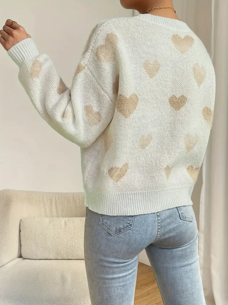 Adriana® | Uroczy sweterek z wzorem serca i ramionami