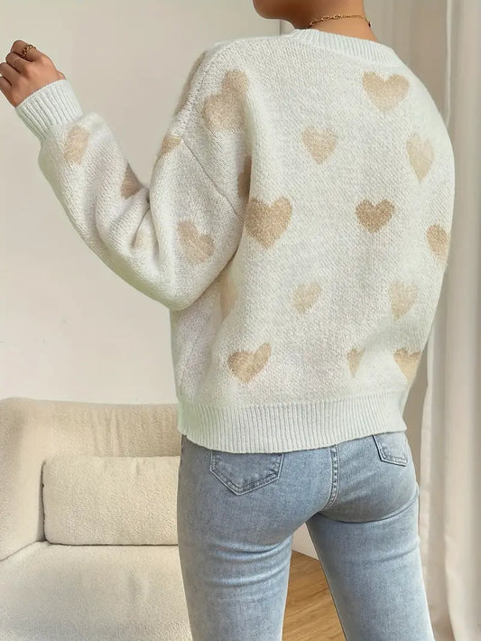 Adriana® | Uroczy sweterek z wzorem serca i ramionami
