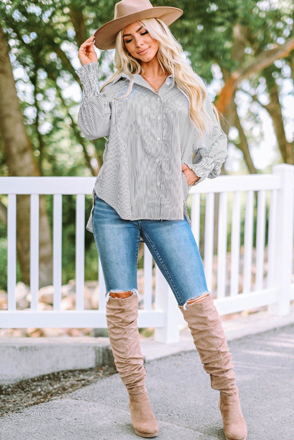 Agueda® | Elegancka koszula oversize z kieszeniami