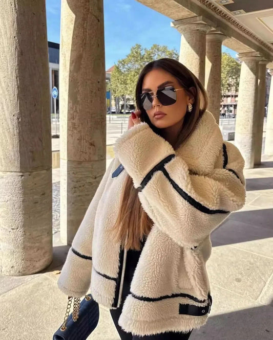 Alba® | Luksusowa i wygodna kurtka oversize typu sherpa dla kobiet