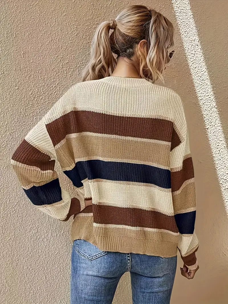 Abigail® | Damski sweter z dzianiny w paski