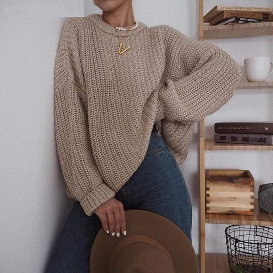 Adriana® | Dzianinowy luźny, jesienny sweter damski