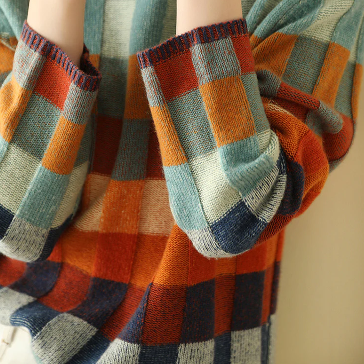 Agustina® | Patchworkowy sweter z golfem dla kobiet