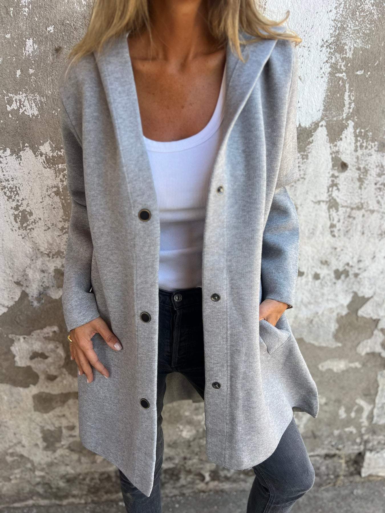 Adriana® | Casualowa, jednorzędowa kurtka z kapturem