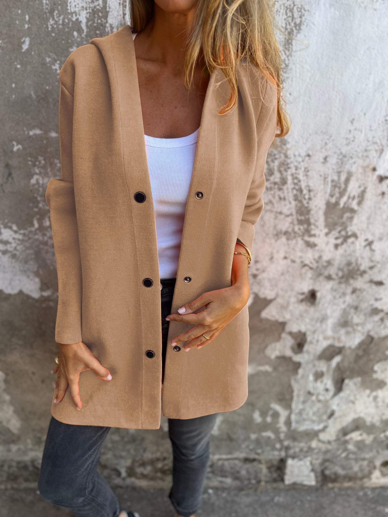 Adriana® | Casualowa, jednorzędowa kurtka z kapturem