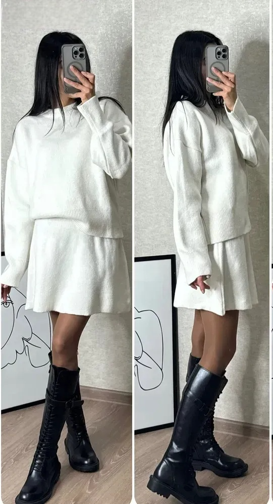 Milagros® | Kombinezon spódnicowy z dzianiny (top + spódnica)