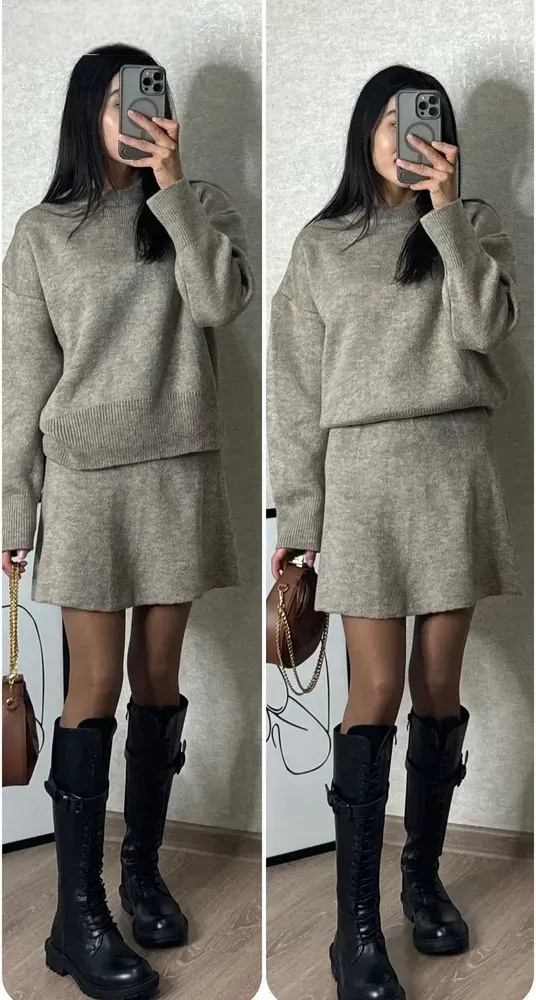 Milagros® | Kombinezon spódnicowy z dzianiny (top + spódnica)