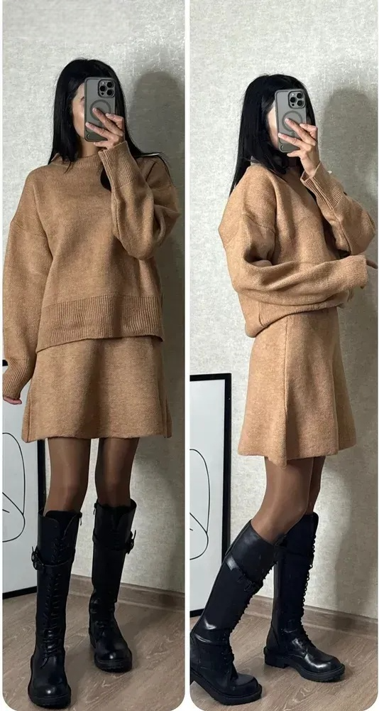 Milagros® | Kombinezon spódnicowy z dzianiny (top + spódnica)