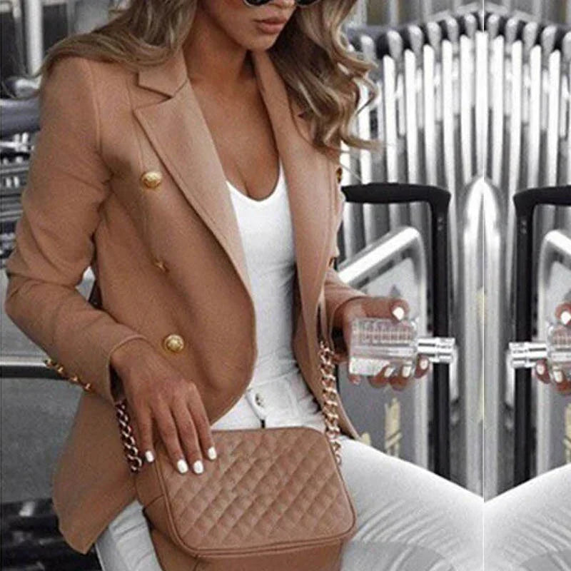 Adriana® | Modna marynarka w kratę z długim rękawem