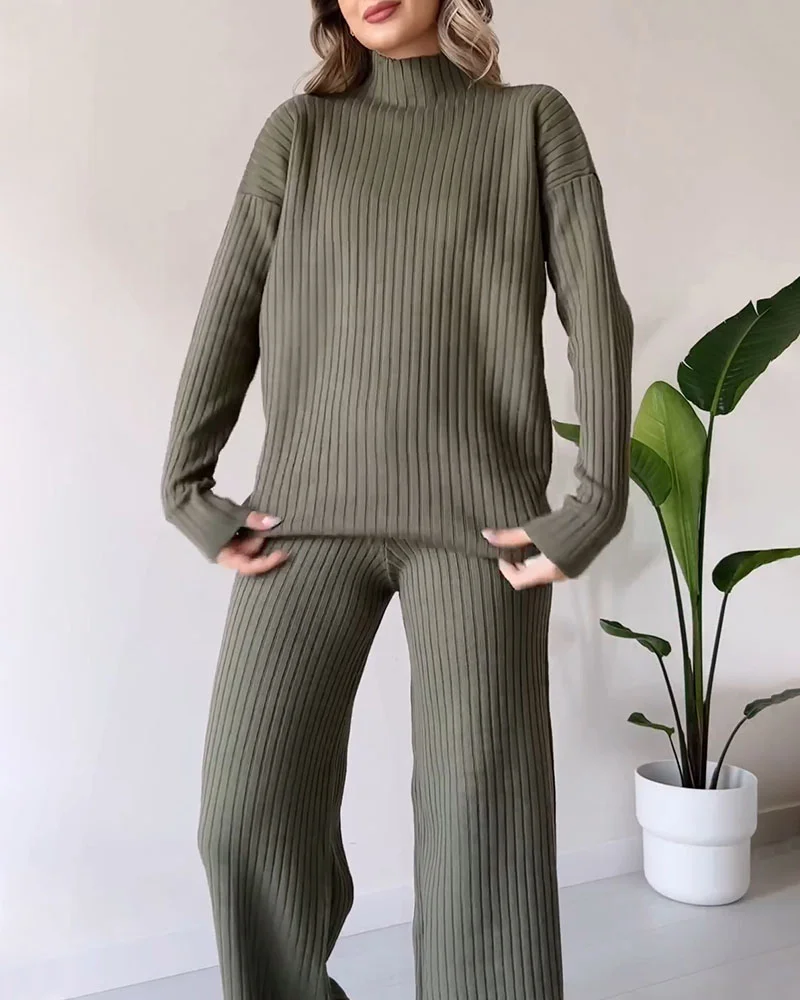 Conjunto Casual de dos Piezas con Abertura Elegante Linda
