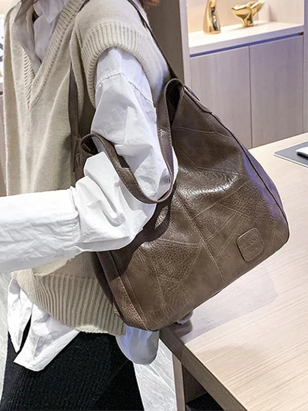 Damska torba na ramię w stylu retro wykonana z miękkiej skóry o dużej pojemności