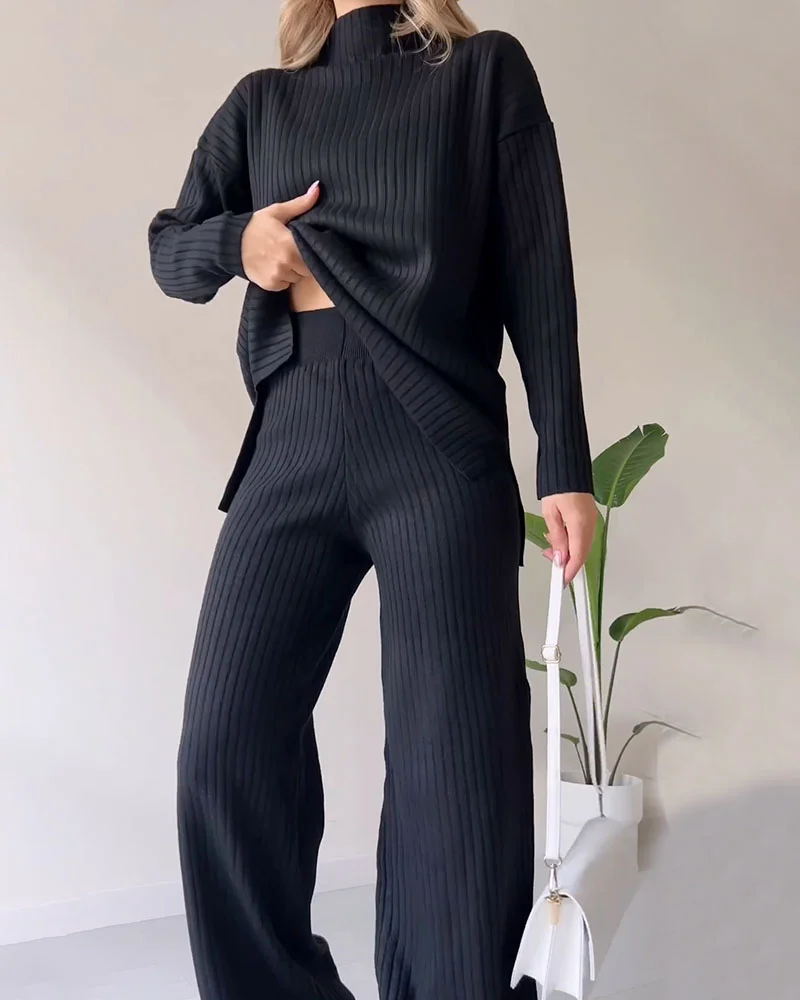 Conjunto Casual de dos Piezas con Abertura Elegante Linda
