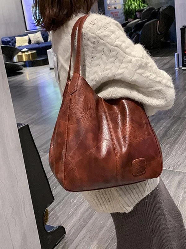 Damska torba na ramię w stylu retro wykonana z miękkiej skóry o dużej pojemności