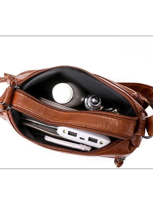 Retro torba na ramię z miękkiej skóry