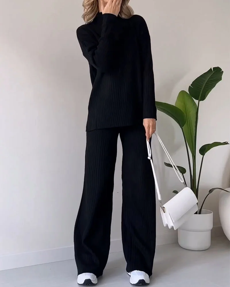 Conjunto Casual de dos Piezas con Abertura Elegante Linda